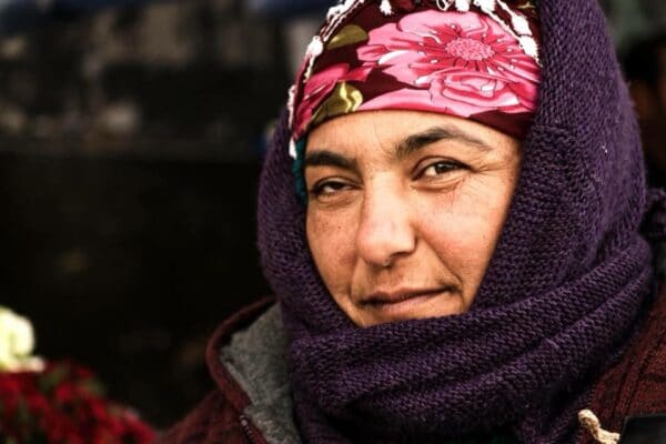 gypsy woman with scarf and hat